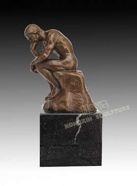 罗丹名著思想者鸿鑫雕塑黄铜欧式