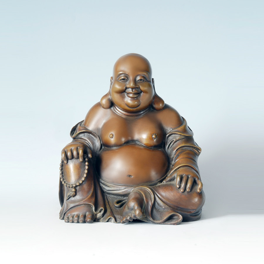 铜雕塑坐弥勒佛FX108中式工艺饰品客厅书房佛堂玄关家居桌面摆件