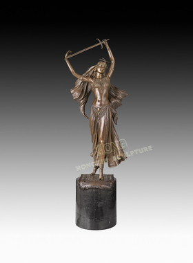 欧式铜雕持剑舞女工艺品桌面摆件