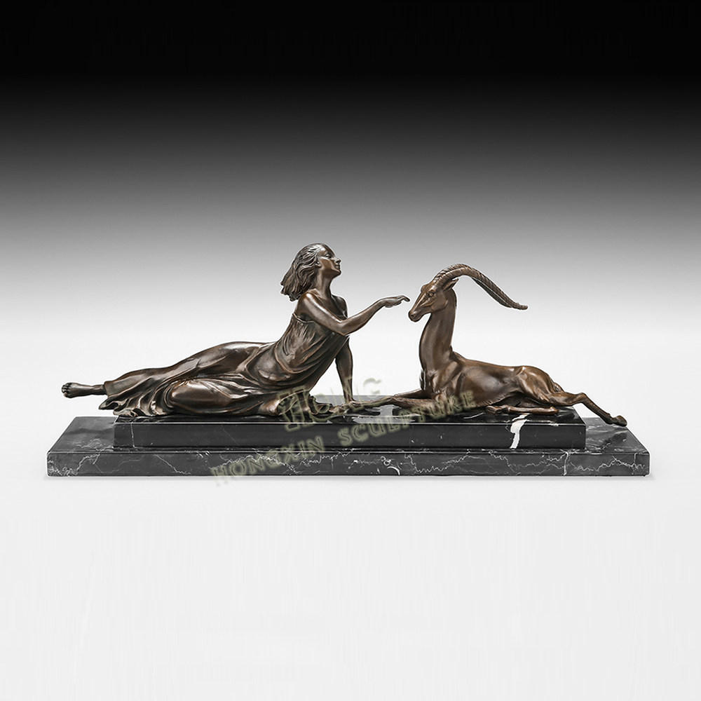 铜雕塑少女与羚羊EPA149欧式人物工艺品酒店客厅书房家居桌面摆件,家居饰品,装饰摆件,淘宝优惠券,粉丝福利购,淘宝优惠卷