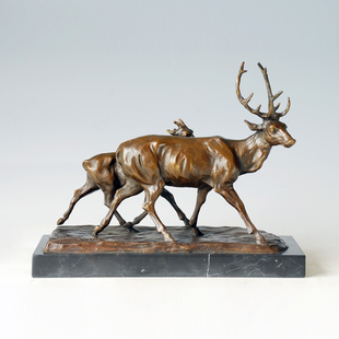包邮 铜雕鹿鹿顺AL15F酒店办公室家居室内摆件软装 家饰动物工艺品