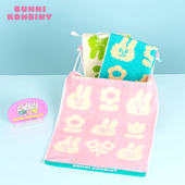 夕才儿美术馆 纯棉毛巾花屿方巾全棉家用面巾 兔子便利商店联名