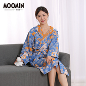 夕才儿美术馆姆明正版 纯棉高档女士成人浴袍纱布浴衣轻盈舒适睡衣