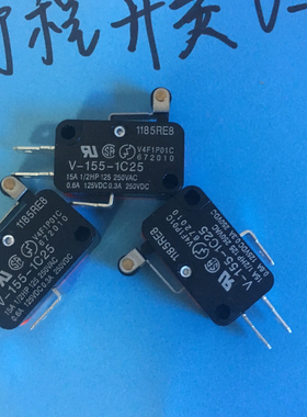 精品模具行程V-155-1C25行程开关限位滚轮微动开关带柄小型黑色