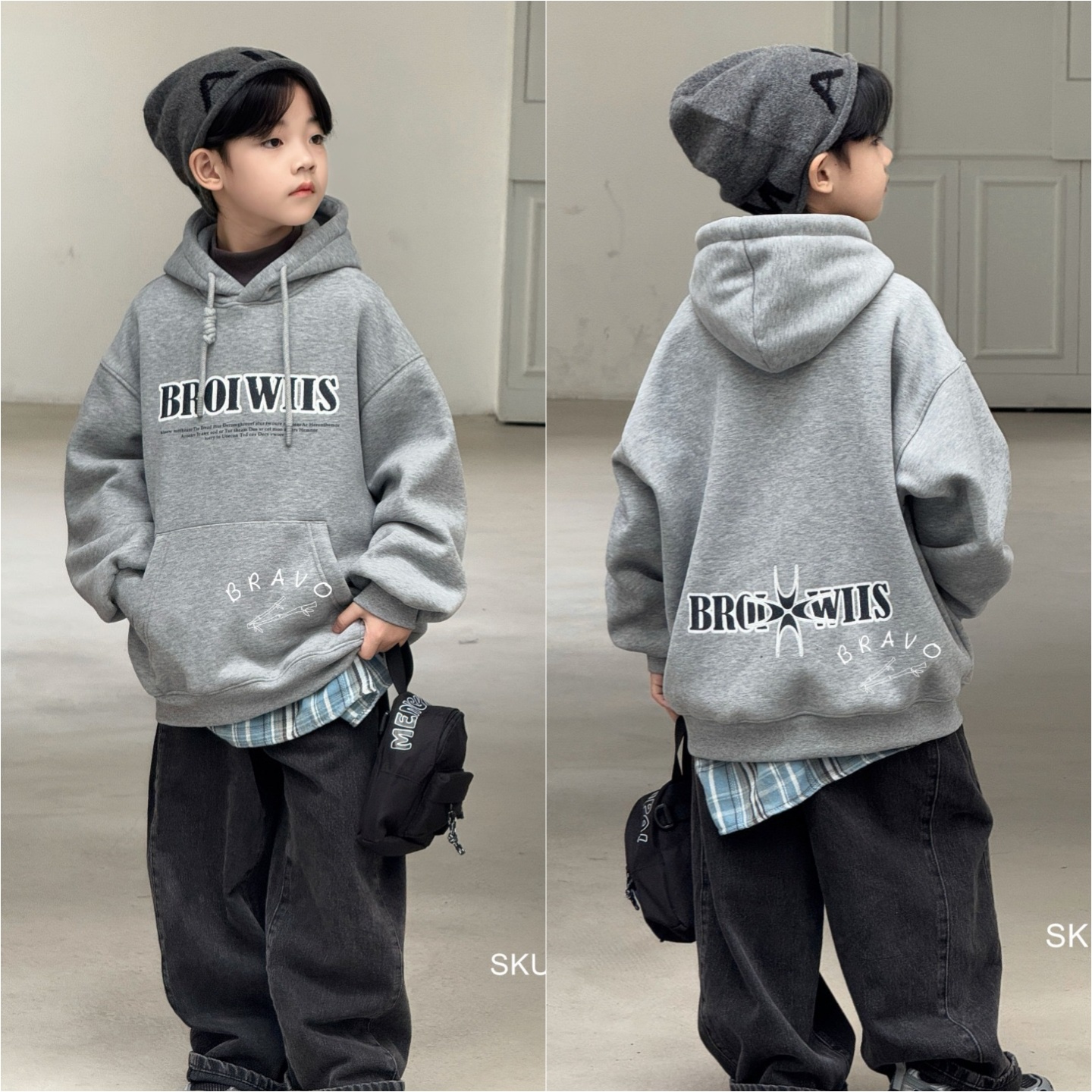 布芮欧童装加绒连帽卫衣外套