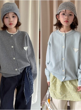 牛哆哆2025秋冬女童假两件软糯圆领开衫毛衣儿童针织衫上衣15315
