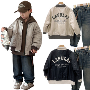 啦芙莱2024冬新款 男童女童拼色加厚外套中大童夹棉棒球服夹克7528