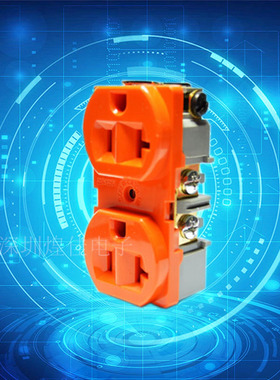 勃欣墙插 壁插板美标电源插座 插座 电源墙插面橙色SS-6B-2橙色