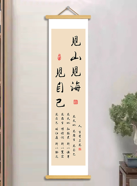 书法见山见海见自己卷轴挂画