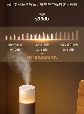 纯精油香薰机办公室桌面圆柱香氛机led柔光灯客卧室喷香机扩香机