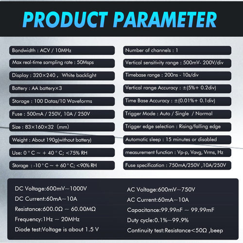 TOOLTOPET828PRO示波万用表10MH