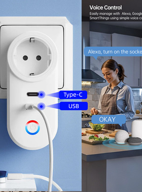 涂鸦智能巴西规美规欧规英规南非规USB+Type-cWifi插座开关APP