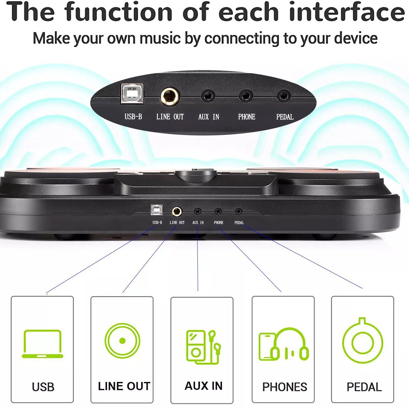 2023跨境新品可插耳机装卸方便双触发爵士鼓儿童成人打击板电子鼓