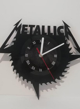 metallica时尚创意黑胶CD唱片挂钟胶片钟表家居装饰艺术挂钟礼物