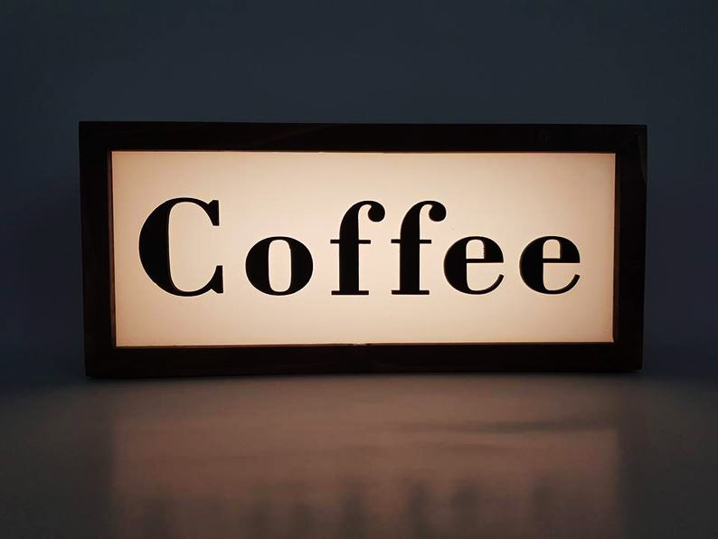 定做Coffee lightbox创意照明灯箱夜灯led桌灯家居气氛台灯广告灯