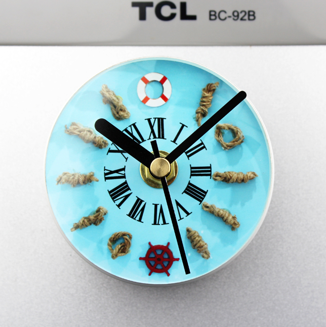 情迷地中海船舵救生圈冰箱钟时尚创意冰箱贴留言磁性吸粘钟表