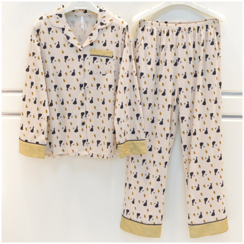 安之伴妮可雅睡衣春夏新款女纯棉开衫卡通可爱甜美淑女长袖家居服