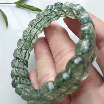绿发晶手排碧玺发丝水晶手链