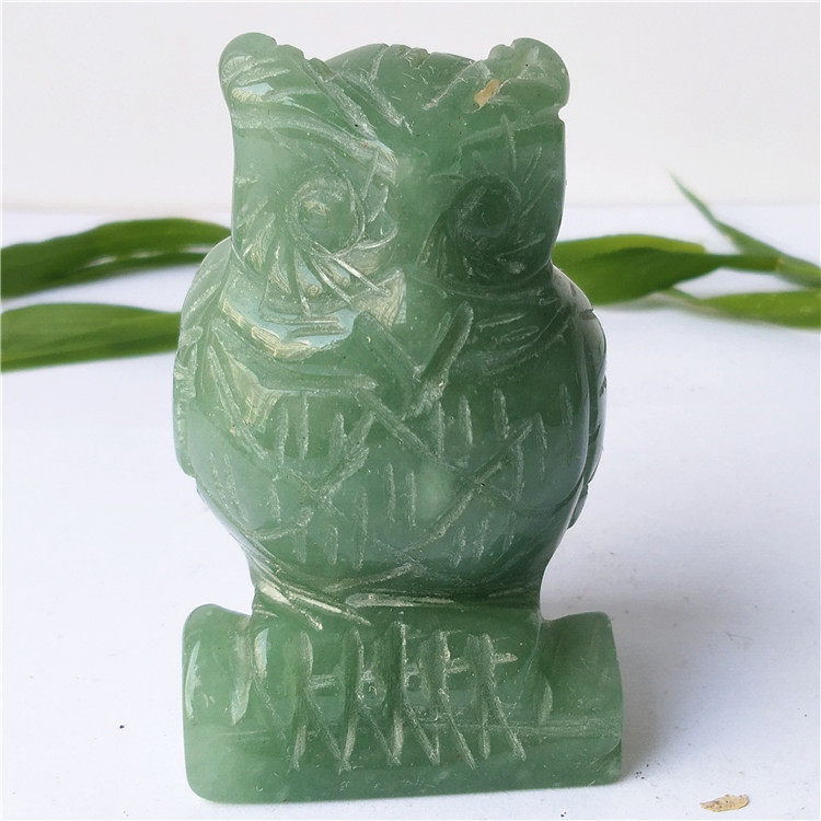 原石雕刻天然绿东陵玉猫头鹰摆件吉祥鸟办公茶几床头书桌手把件玩