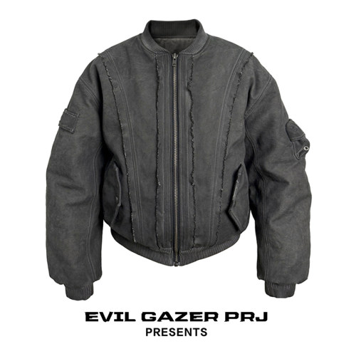 EVIL GAZER做旧毛边脏染水洗dirtyfit风格外套短款飞行夹克BOMBER