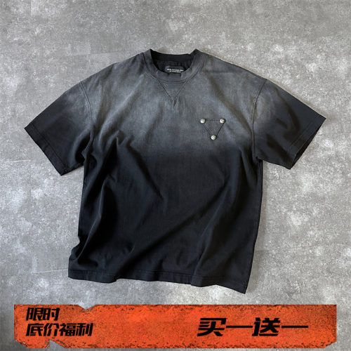 EVI GAZER 重磅水洗做旧vintage美式宽松T恤dirtyfit风格撞钉短袖