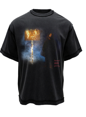 EVIL GAZER复古水洗黑色vintage美式高街康丽印花短袖T恤J.COLE