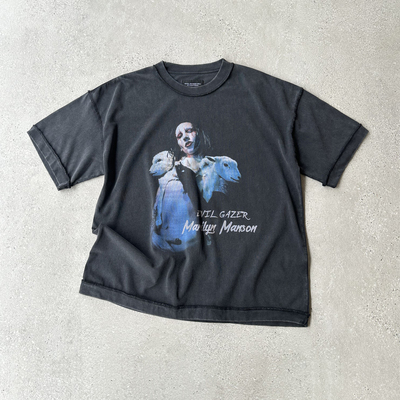 EVIL GAZER 复古洗水做旧newvintage曼森康丽印花黑色宽松短袖T恤