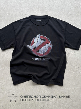 EVIL GAZER复古做旧vintage小幽灵印花黑色宽松短袖T恤tee