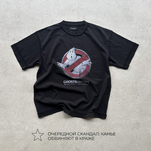 EVIL GAZER复古做旧vintage小幽灵印花黑色宽松短袖T恤tee