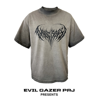 EVIL GAZER 复古dirtyfit脏染水洗磨破T恤男 opium暗黑风印花短袖