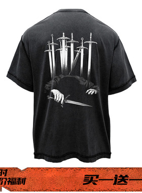 EVIL GAZER 复古水洗做旧new vintage暗杀宽松短袖T恤男dirtyfit