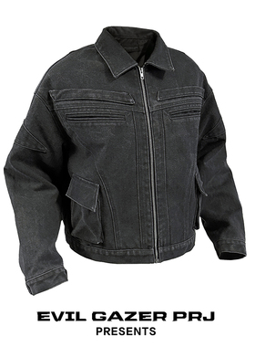 EVIL GAZER水洗做旧复古重磅帆布夹克外套暗黑恶魔Archive风格