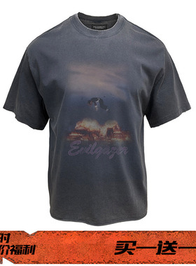 EVIL GAZER 复古水洗做旧做脏new vintage宽松短袖T恤男dirtyfit