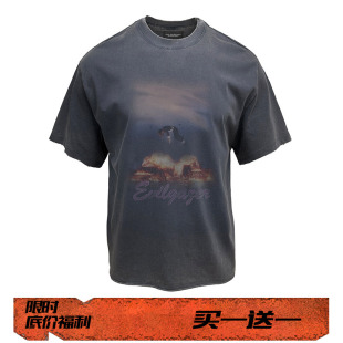 EVIL GAZER 复古水洗做旧做脏new vintage宽松短袖T恤男dirtyfit