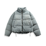 得物中性潮牌阔版MEDM版型成衣牛仔复古水洗立领羽绒服深9176P245，男装羽绒服，星座1207