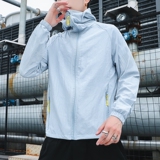 夏季防晒服皮肤衣大码外套纯色得物二开户外透气防紫外灰色577P22，男装防晒衣，星座1207