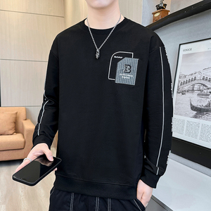 长袖卫衣男t恤男大码圆领套头刺绣宽松休闲店主风落肩款灰9756P40图片