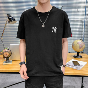 棉短袖情侣NY圆领五分袖4XL刺绣落肩t恤男大码宽松白9551图片