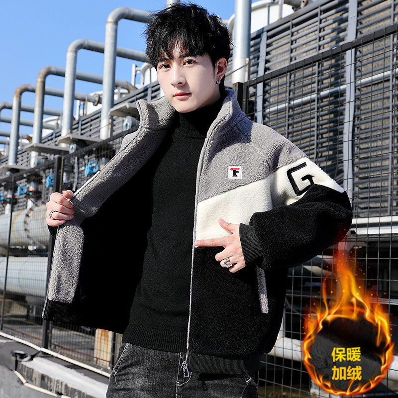 冬季棉衣男高质量加绒夹克外套颗粒绒拉链立领保暖灰色M9106P105,男装棉衣,星座1207