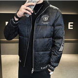 冬季简欧洲站羽绒服暗花刺绣亮面90%白鸭商务立领厚外套Y9182P280，男装羽绒服，星座1207