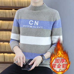 冬季保暖毛衣针织衫加厚黄金绒圆领宽松毛衫休闲百搭灰色M9026P38图片