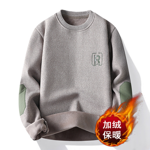 一体绒奥利绒双面加厚针织毛衫衣美式打底卫衣宽松套头灰9265P30图片