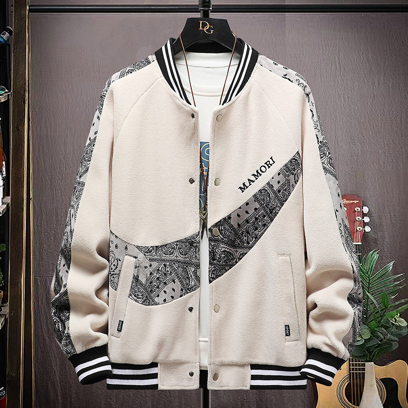 高质量直播颗粒绒拼接日系棒球服男夹克外套风衣棉服绿色9821P75,男装夹克,星座1207