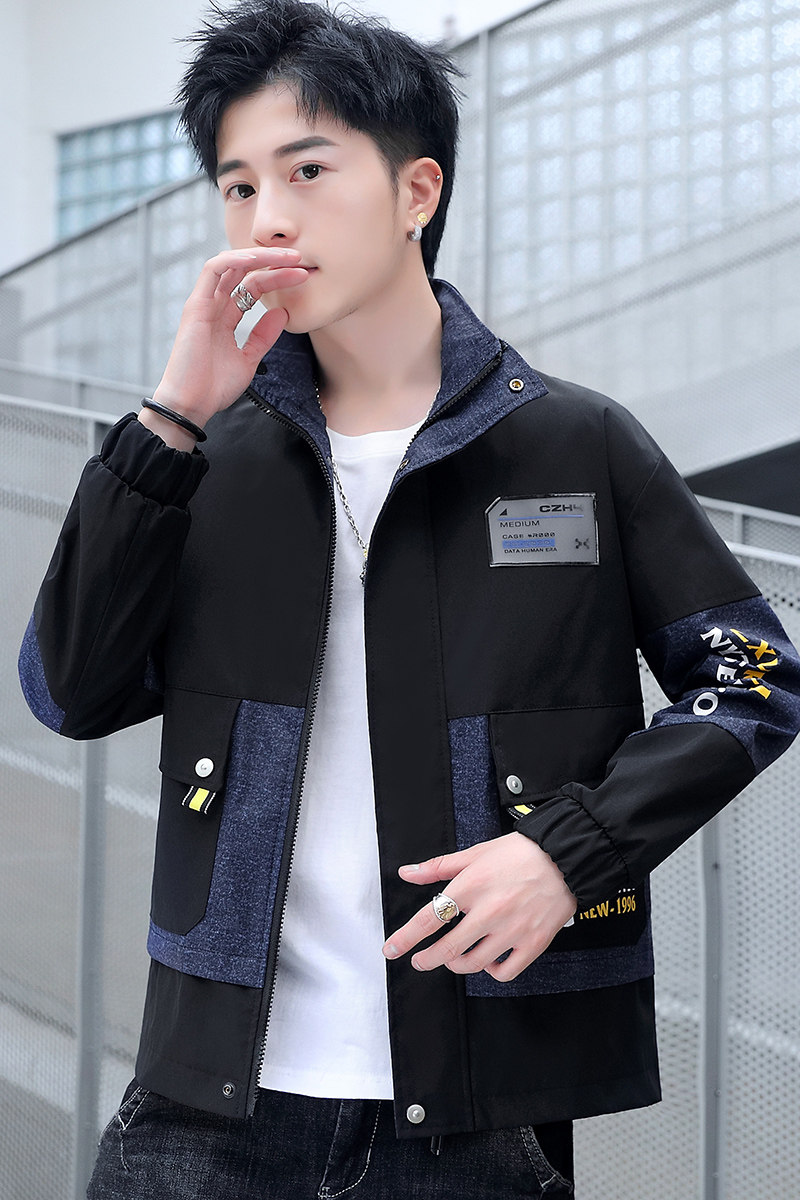 冬季新款棉服男模特加厚夹克风衣保暖外套工装棉衣黑9810加绒,男装夹克,星座1207