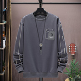 长袖卫衣男t恤男大码圆领套头刺绣宽松休闲精工艺平铺黑色9756P40，男装卫衣，星座1207
