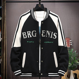 高质量直播颗粒绒拼接日系棒球服男夹克外套风衣棉服黑色9823P75，男装夹克，星座1207