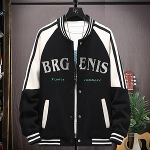 高质量直播颗粒绒拼接日系棒球服男夹克外套风衣棉服米白9823P75图片