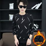 冬季打底一体加绒细针毛衣加厚保暖卫衣针织仿毛韩版黑色M9009P28，男装卫衣，星座1207