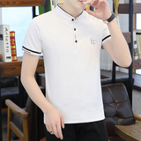 夏季短袖棉POLO衫男衬衫领扣子翻领T恤抖音商务韩版休闲黑8531P26，男装Polo衫，星座1207