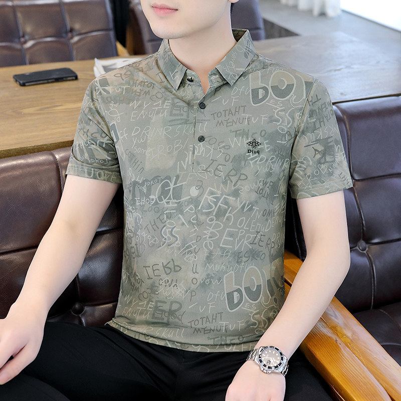 夏短袖Polo衫翻领黑暗系冰丝无痕腈纶商务精品舒适大码卡8521P53，男装Polo衫，星座1207